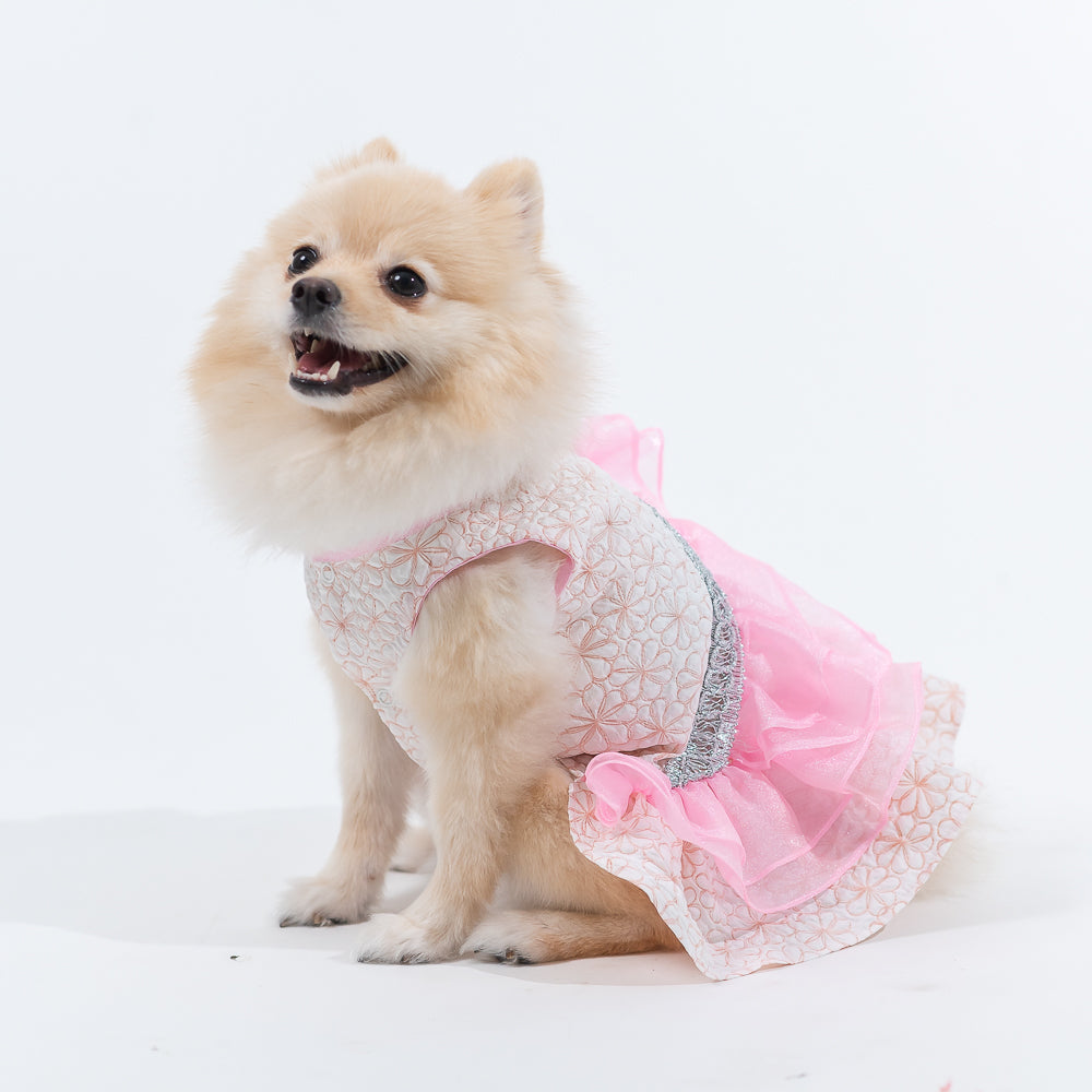 Animal-Go-Round เสื้อผ้าเครื่องแต่งกาย สัตว์เลี้ยง, หมา, แมว, สุนัข รุ่น Swan Fleurs Pink