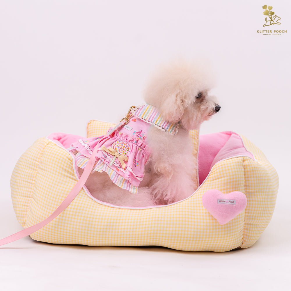 Glitter Pooch Harness ชุดรัดอก สายจูง เสื้อผ้า สุนัข, หมา, แมว, สัตว์เลี้ยง พร้อม สายจูง รุ่น Lolly Fairyland in Flamingo Pink