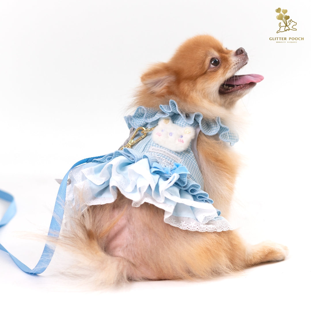 Glitter Pooch Harness ชุดรัดอก สายจูง เสื้อผ้า สุนัข, หมา, แมว, สัตว์เลี้ยง พร้อม สายจูง รุ่น Peekaboo Baby Bear Girl
