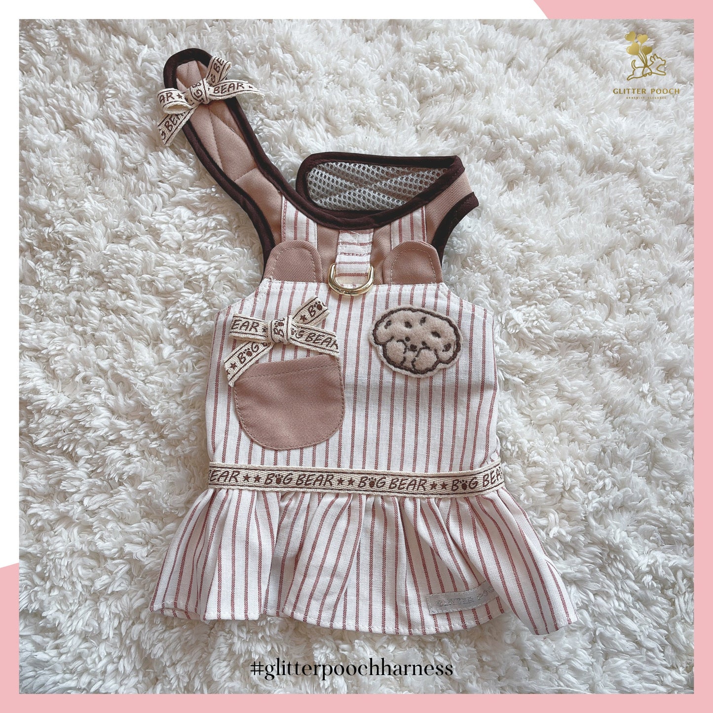 Glitter Pooch Harness ชุดรัดอก สายจูง เสื้อผ้า สุนัข, หมา, แมว, สัตว์เลี้ยง พร้อม สายจูง รุ่น Brownie Cookie Girl