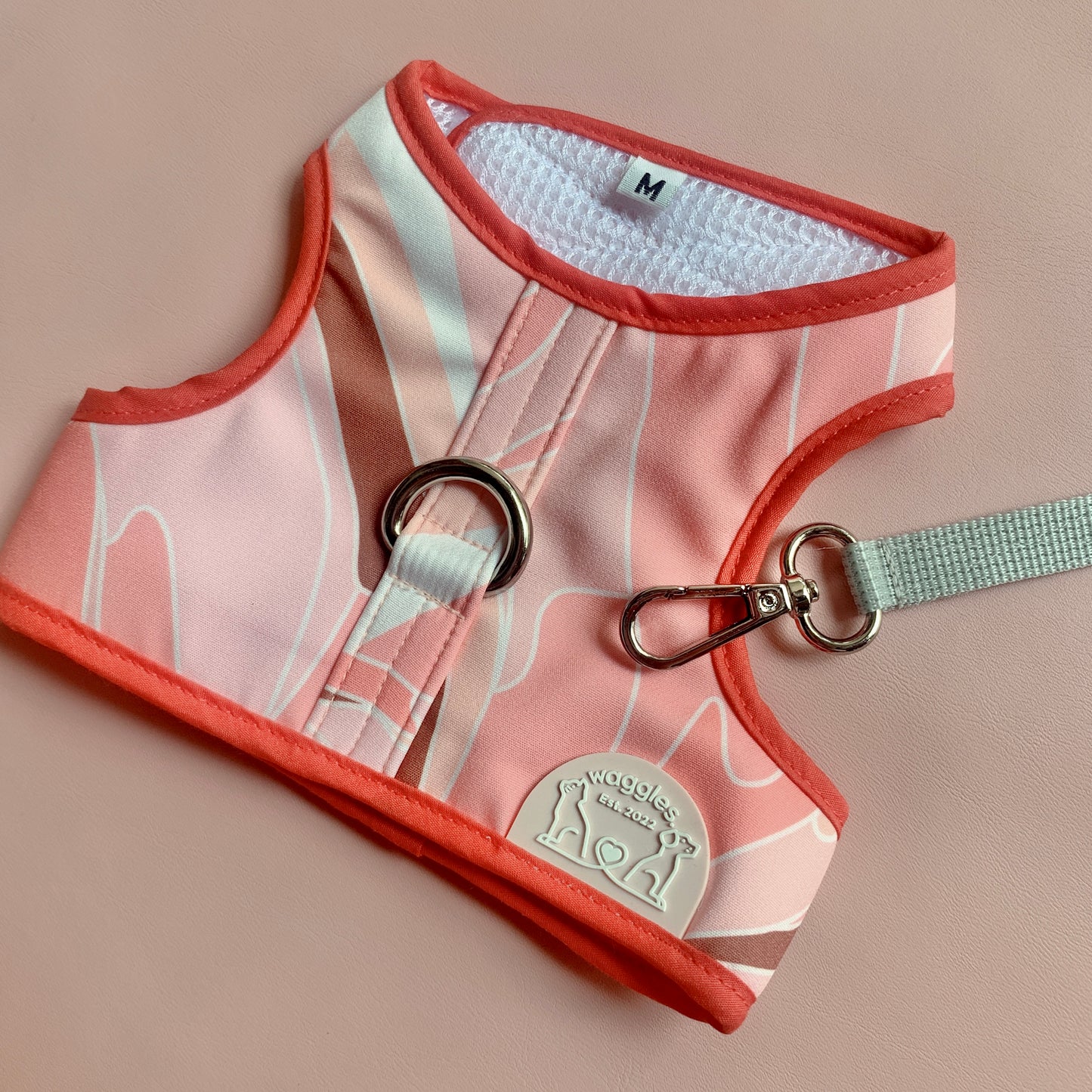 Waggles Cherry Stripe เสื้อผ้า ชุดรัดอก สายจูง สุนัข, หมา, แมว, สัตว์เลี้ยง ขนาดเล็ก - ขนาดกลาง พร้อม สายจูง