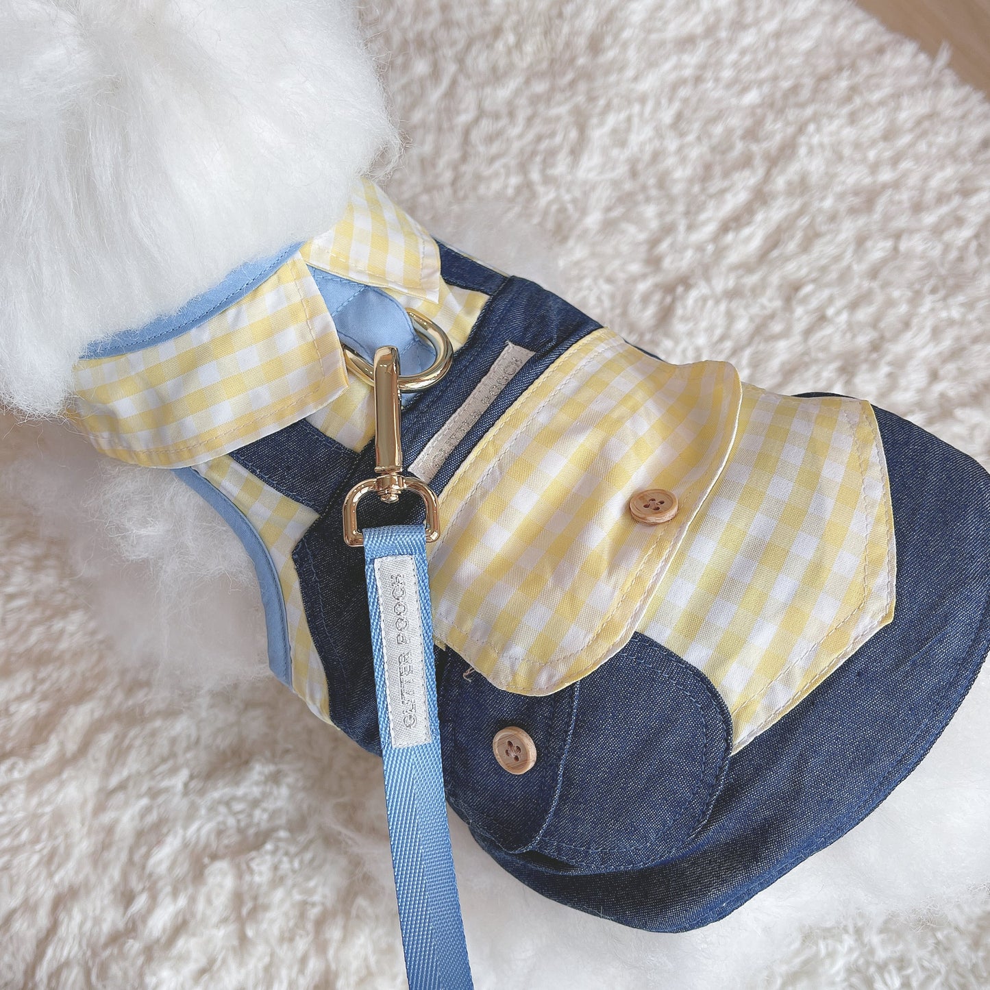 Glitter Pooch Harness ชุดรัดอก สายจูง เสื้อผ้า สุนัข, หมา, แมว, สัตว์เลี้ยง พร้อม สายจูง รุ่น Plaid Plaid Boy