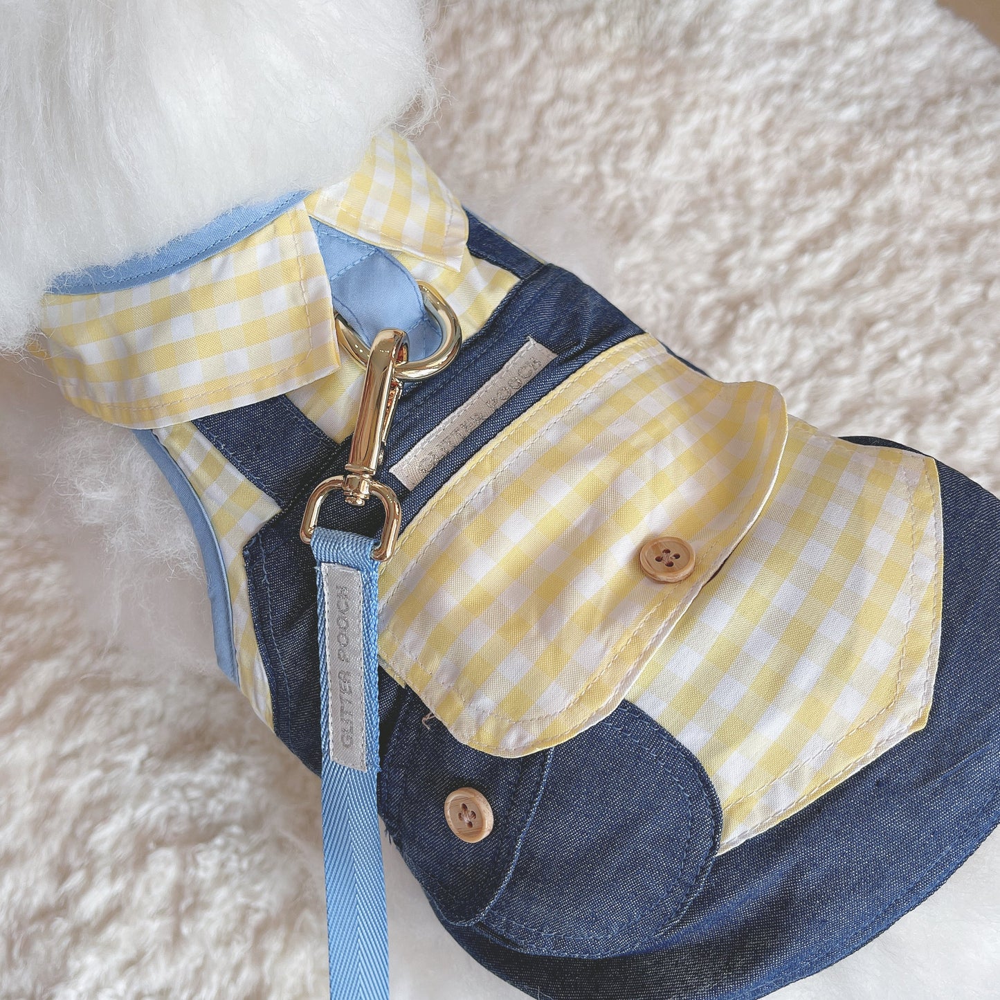 Glitter Pooch Harness ชุดรัดอก สายจูง เสื้อผ้า สุนัข, หมา, แมว, สัตว์เลี้ยง พร้อม สายจูง รุ่น Plaid Plaid Boy