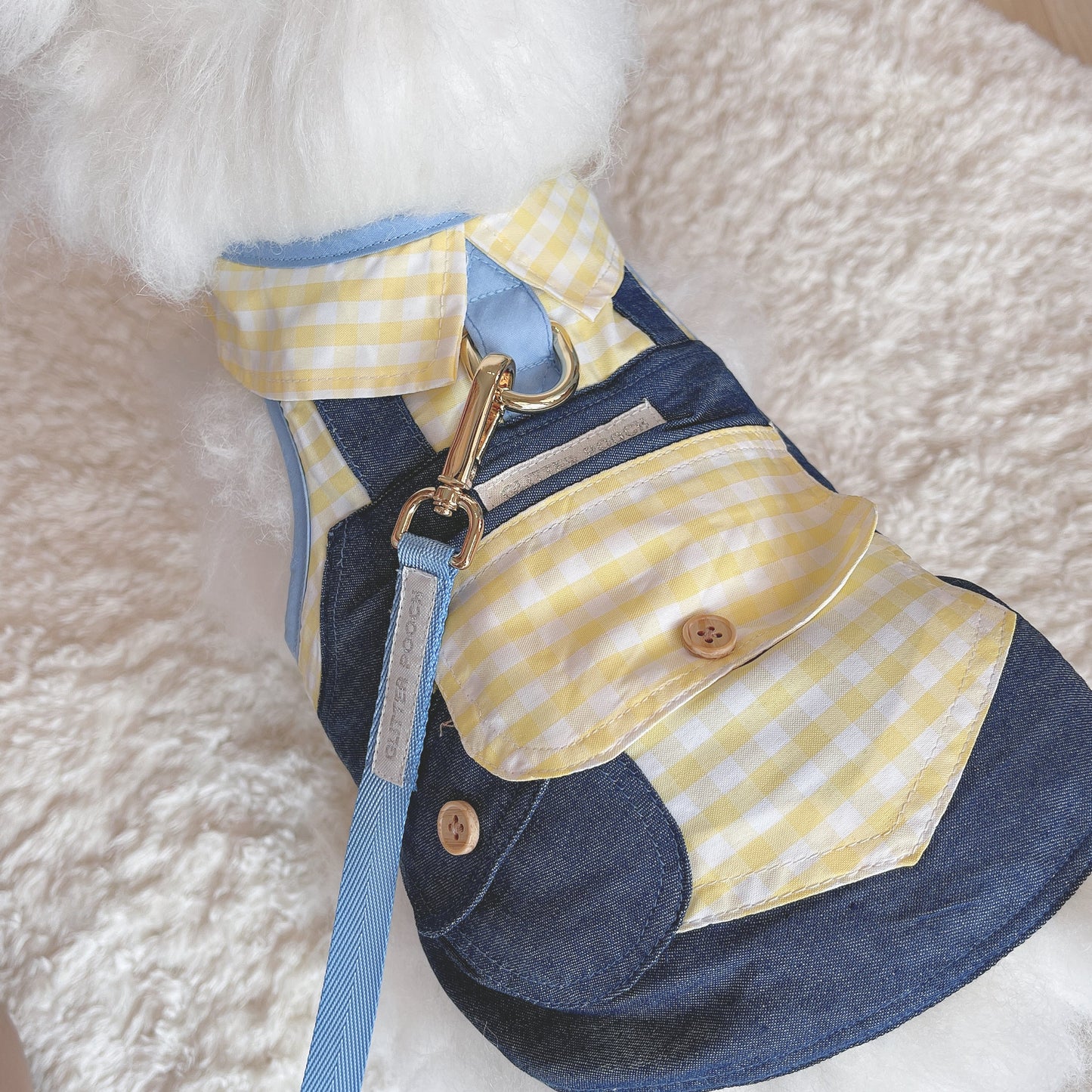 Glitter Pooch Harness ชุดรัดอก สายจูง เสื้อผ้า สุนัข, หมา, แมว, สัตว์เลี้ยง พร้อม สายจูง รุ่น Plaid Plaid Boy