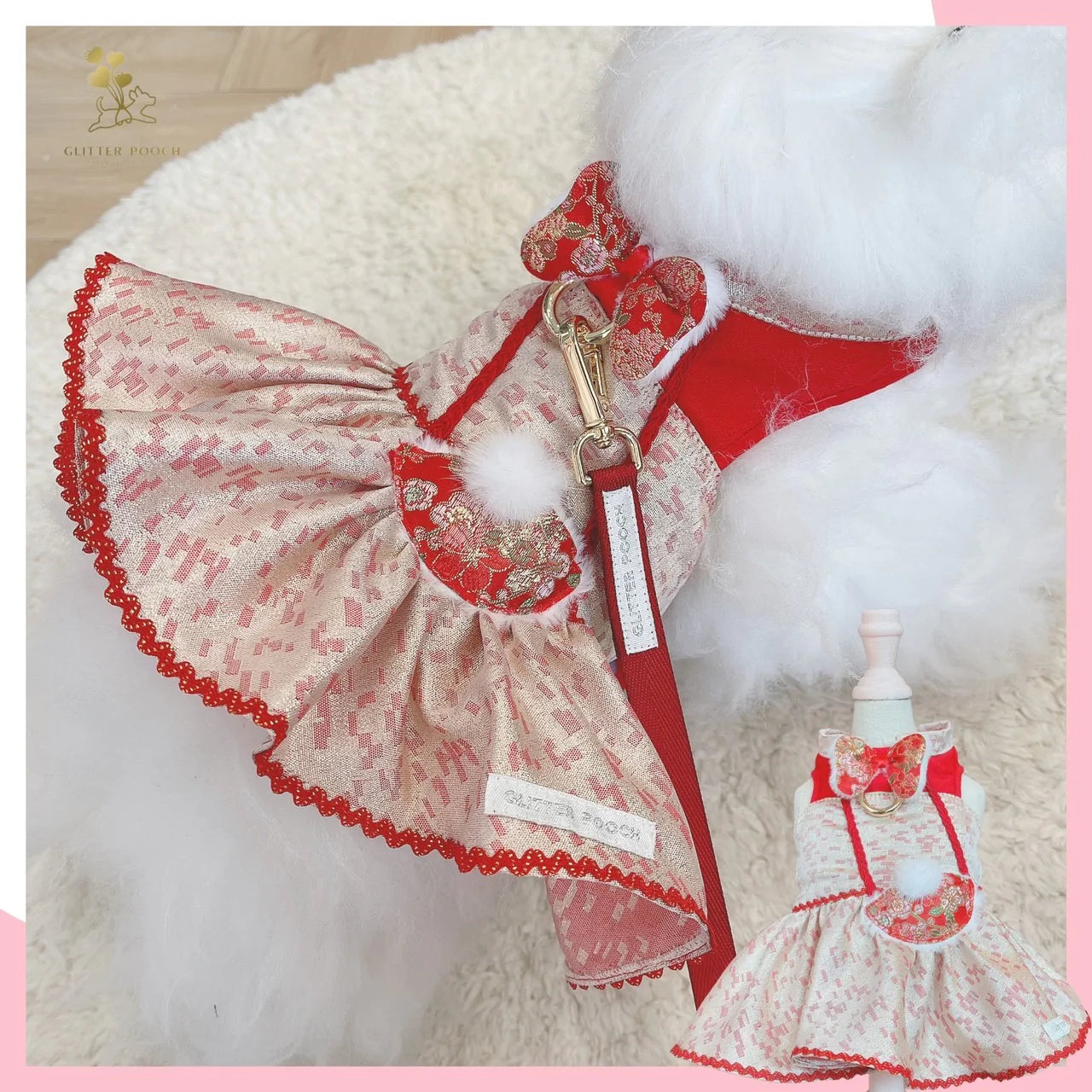 Glitter Pooch Harness ชุดรัดอก สายจูง เสื้อผ้า สุนัข, หมา, แมว, สัตว์เลี้ยง พร้อม สายจูง รุ่น New Eastern Girl