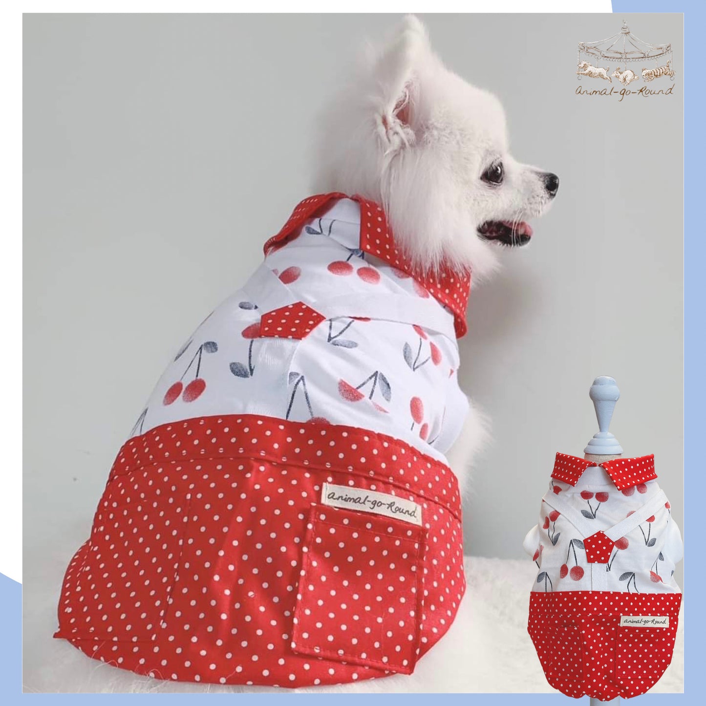 Animal-Go-Round เสื้อผ้าเครื่องแต่งกาย สัตว์เลี้ยง, หมา, แมว, สุนัข รุ่น Cherry Dot Boy
