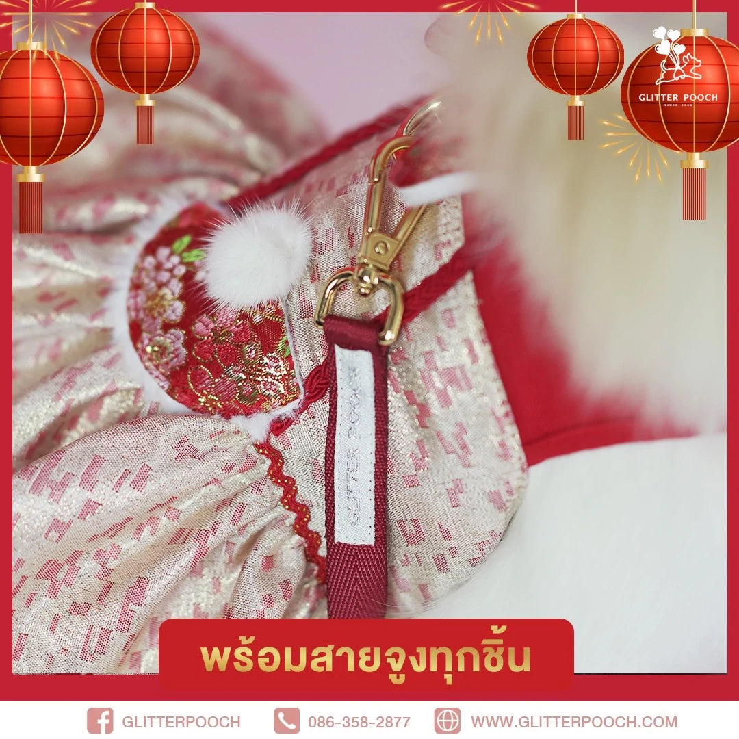 Glitter Pooch Harness ชุดรัดอก สายจูง เสื้อผ้า สุนัข, หมา, แมว, สัตว์เลี้ยง พร้อม สายจูง รุ่น New Eastern Girl