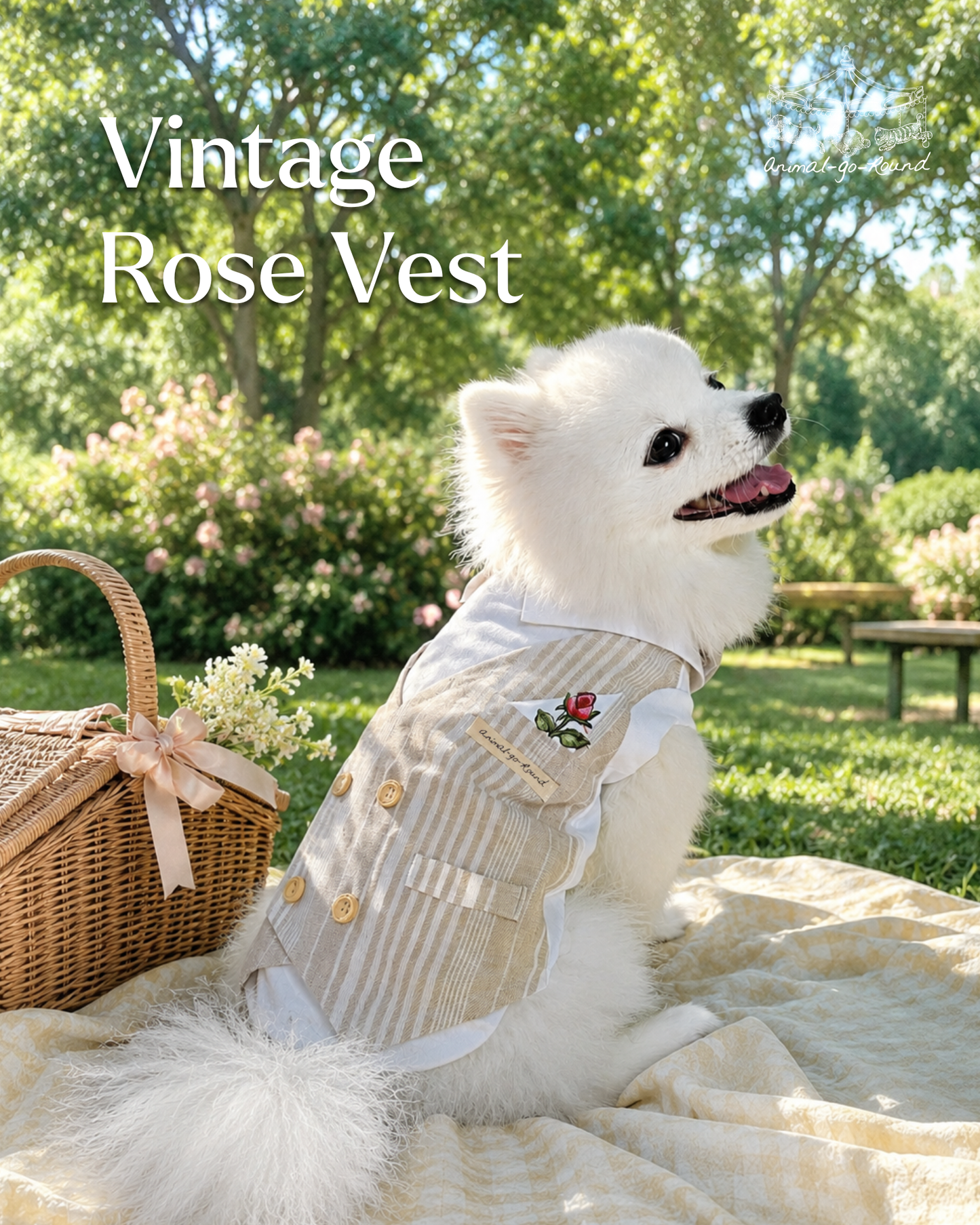 Animal-Go-Round เสื้อผ้าเครื่องแต่งกาย สัตว์เลี้ยง, หมา, แมว, สุนัข รุ่น Vintage Rose Vest