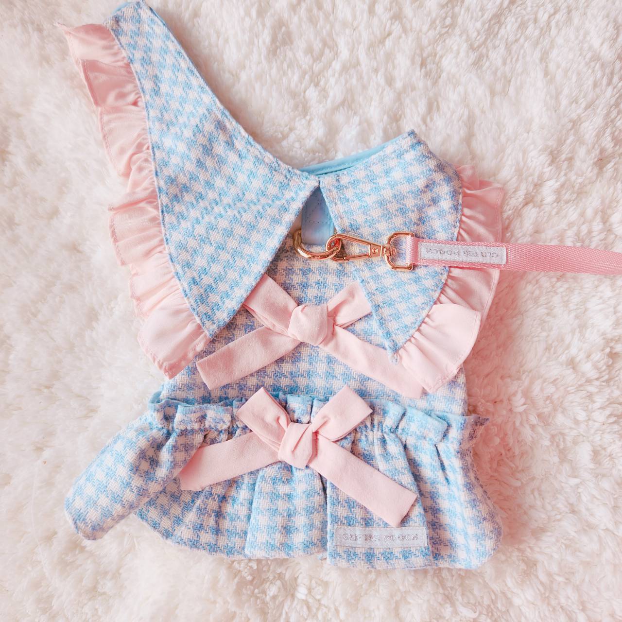 Glitter Pooch Harness ชุดรัดอก สายจูง เสื้อผ้า สุนัข, หมา, แมว, สัตว์เลี้ยง พร้อม สายจูง รุ่น Milky Nephophile