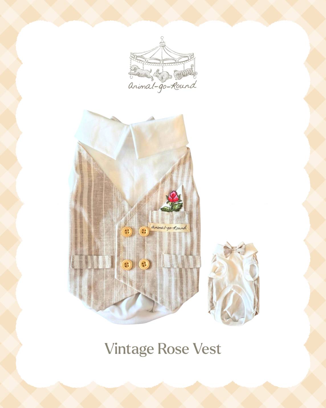 Animal-Go-Round เสื้อผ้าเครื่องแต่งกาย สัตว์เลี้ยง, หมา, แมว, สุนัข รุ่น Vintage Rose Vest
