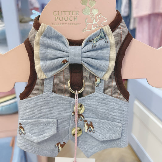 Glitter Pooch Harness ชุดรัดอก สายจูง เสื้อผ้า สุนัข, หมา, แมว, สัตว์เลี้ยง พร้อม สายจูง รุ่น Sherlock Hound