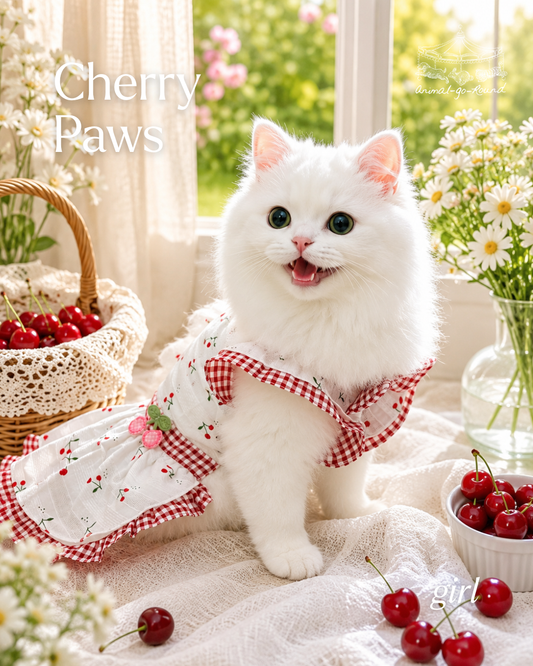 Animal-Go-Round เสื้อผ้าเครื่องแต่งกาย สัตว์เลี้ยง, หมา, แมว, สุนัข รุ่น Little Cherry Paw - Girl