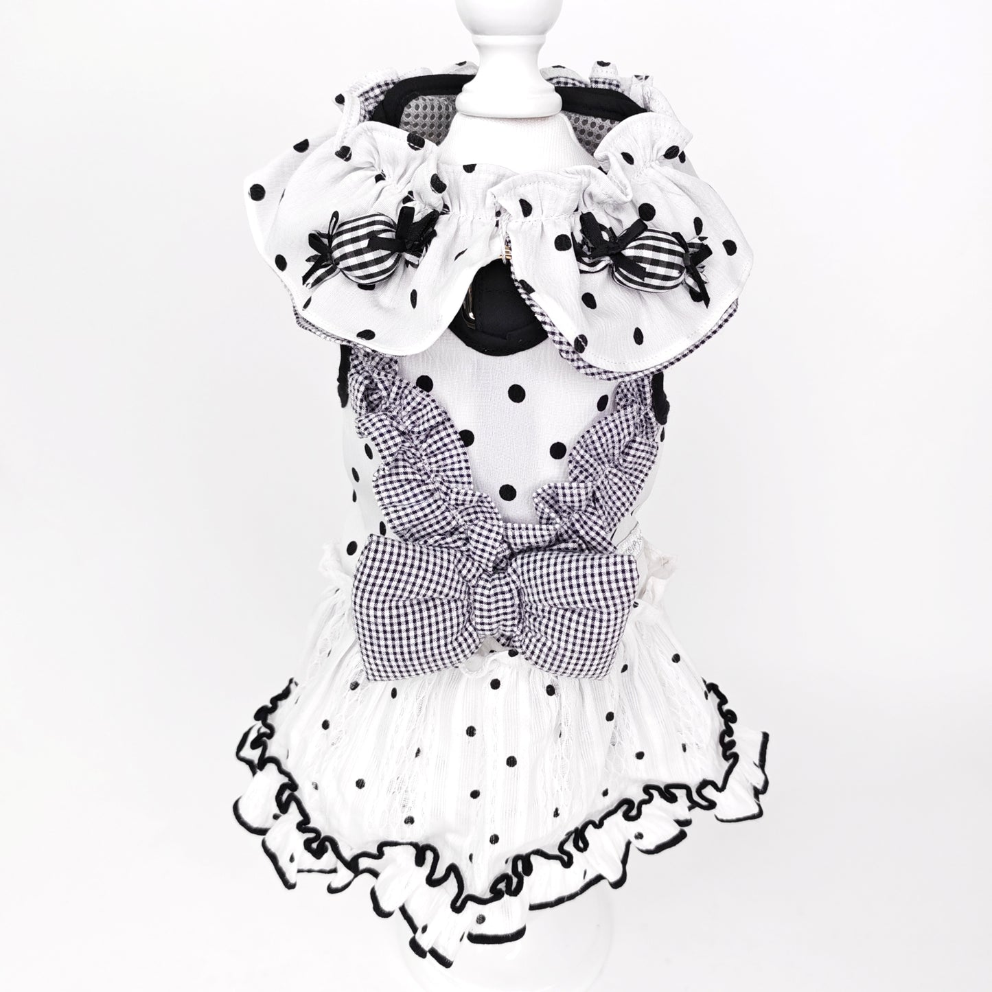 Glitter Pooch Harness ชุดรัดอก สายจูง เสื้อผ้า สุนัข, หมา, แมว, สัตว์เลี้ยง พร้อม สายจูง รุ่น Dot de Mui-Girl