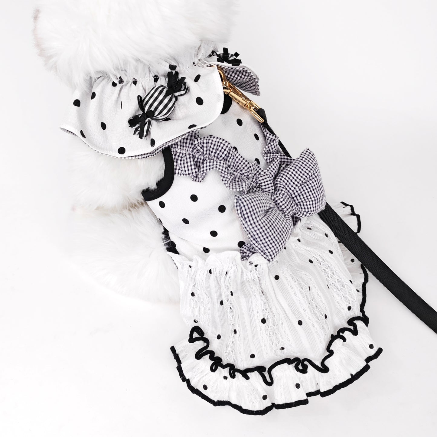 Glitter Pooch Harness ชุดรัดอก สายจูง เสื้อผ้า สุนัข, หมา, แมว, สัตว์เลี้ยง พร้อม สายจูง รุ่น Dot de Mui-Girl