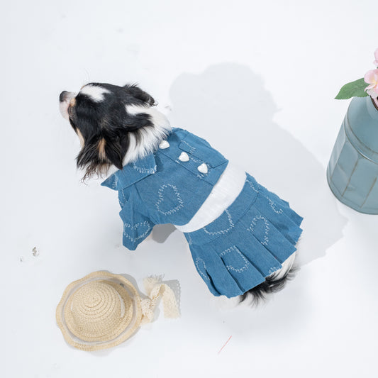 Animal-Go-Round เสื้อผ้าเครื่องแต่งกาย สัตว์เลี้ยง, หมา, แมว, สุนัข รุ่น Cherie de Jeans Dress