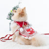 Glitter Pooch Harness ชุดรัดอก สายจูง เสื้อผ้า สุนัข, หมา, แมว, สัตว์เลี้ยง พร้อม สายจูง รุ่น Pom Pom Santa