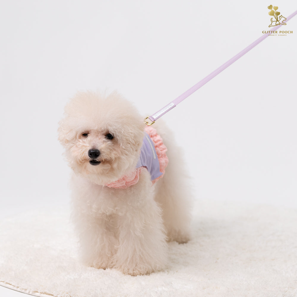 Glitter Pooch Harness ชุดรัดอก สายจูง เสื้อผ้า สุนัข, หมา, แมว, สัตว์เลี้ยง พร้อม สายจูง รุ่น Me Puffy & Bee Bestie in Sherbet