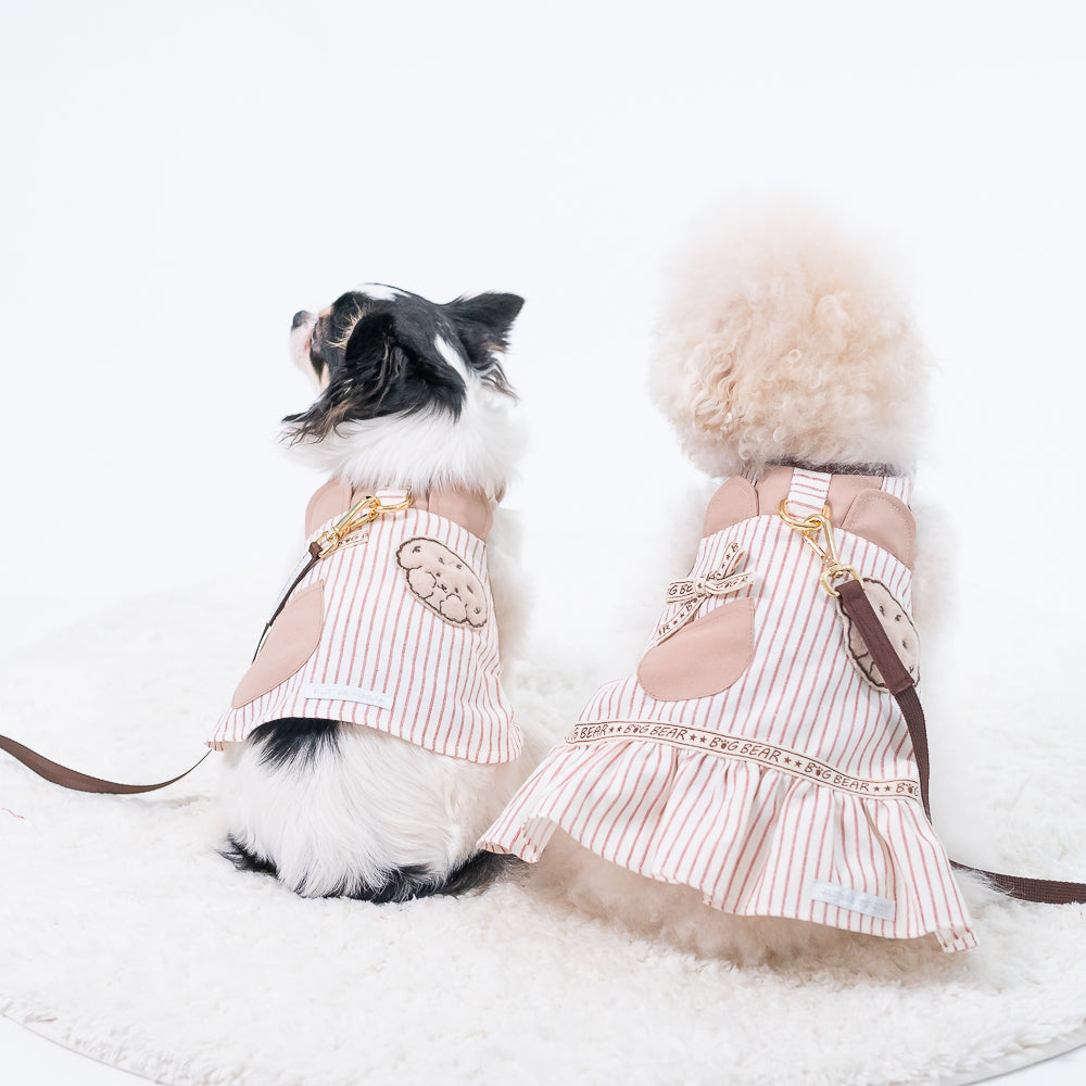 Glitter Pooch Harness ชุดรัดอก สายจูง เสื้อผ้า สุนัข, หมา, แมว, สัตว์เลี้ยง พร้อม สายจูง รุ่น New Brownie Cookie Boy