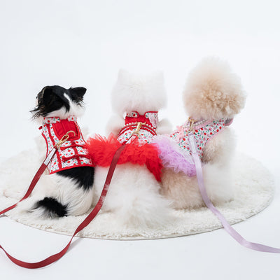 Glitter Pooch Harness ชุดรัดอก สายจูง เสื้อผ้า สุนัข, หมา, แมว, สัตว์เลี้ยง พร้อม สายจูง รุ่น Fairyfloss Lunar Tutu Dress