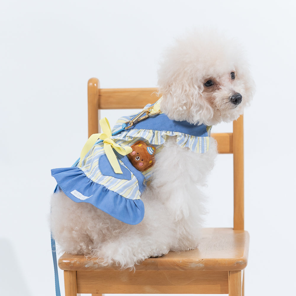 Glitter Pooch Harness ชุดรัดอก สายจูง เสื้อผ้า สุนัข, หมา, แมว, สัตว์เลี้ยง พร้อม สายจูง รุ่น C'est Jeudi Hearty Dress