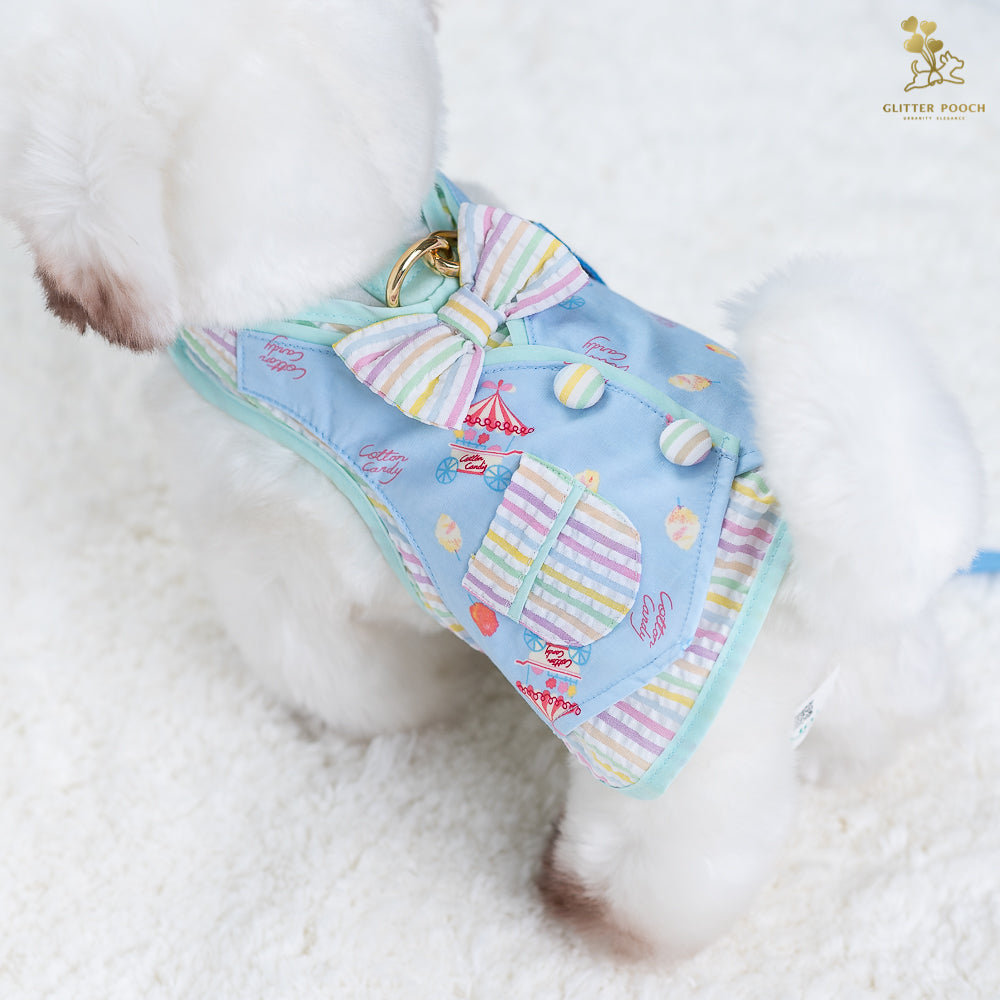 Glitter Pooch Harness ชุดรัดอก สายจูง เสื้อผ้า สุนัข, หมา, แมว, สัตว์เลี้ยง พร้อม สายจูง รุ่น Lolly Fairyland in Blue Sky