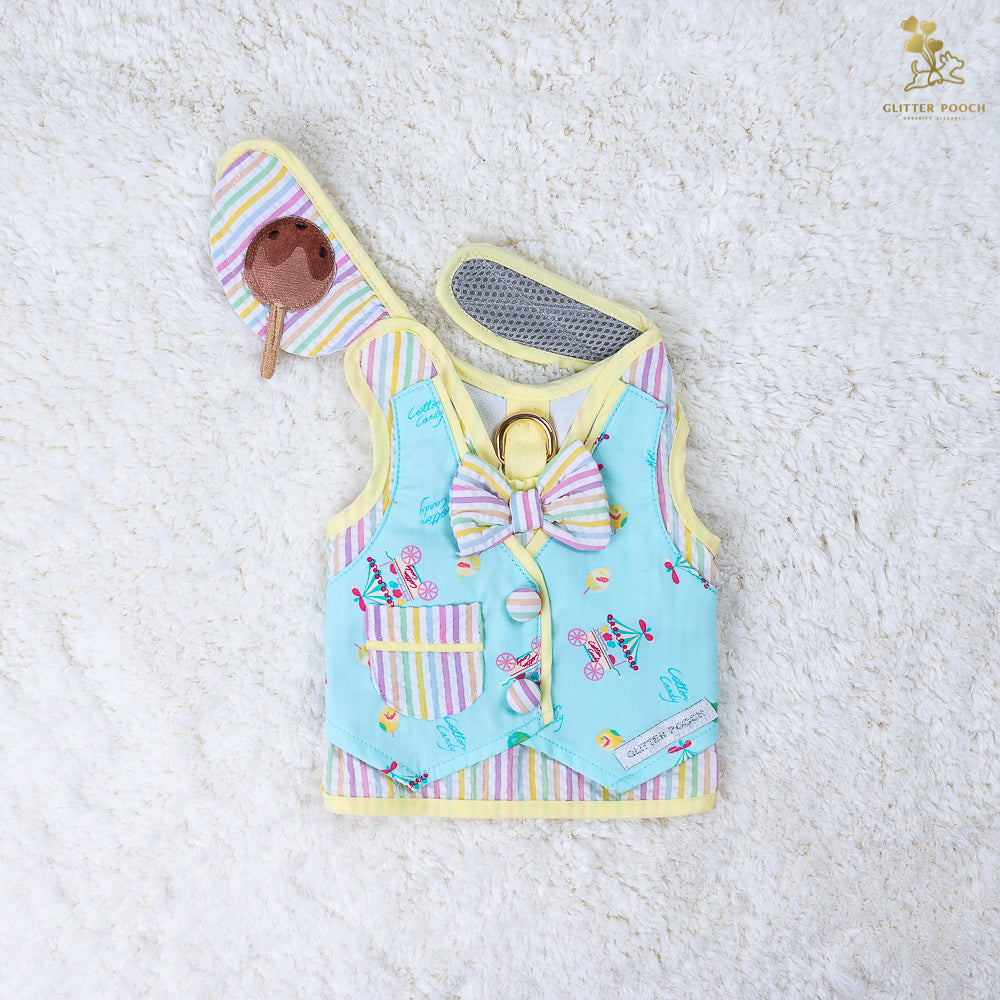 Glitter Pooch Harness ชุดรัดอก สายจูง เสื้อผ้า สุนัข, หมา, แมว, สัตว์เลี้ยง พร้อม สายจูง รุ่น Lolly Fairyland in Mint Candy