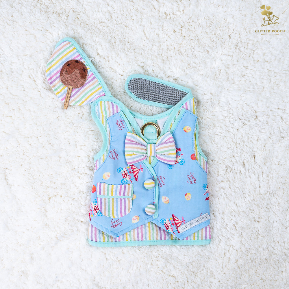 Glitter Pooch Harness ชุดรัดอก สายจูง เสื้อผ้า สุนัข, หมา, แมว, สัตว์เลี้ยง พร้อม สายจูง รุ่น Lolly Fairyland in Blue Sky