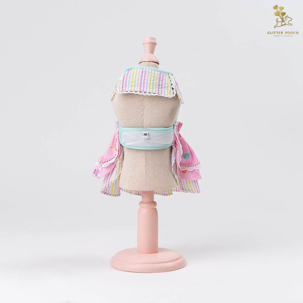 Glitter Pooch Harness ชุดรัดอก สายจูง เสื้อผ้า สุนัข, หมา, แมว, สัตว์เลี้ยง พร้อม สายจูง รุ่น Lolly Fairyland in Flamingo Pink