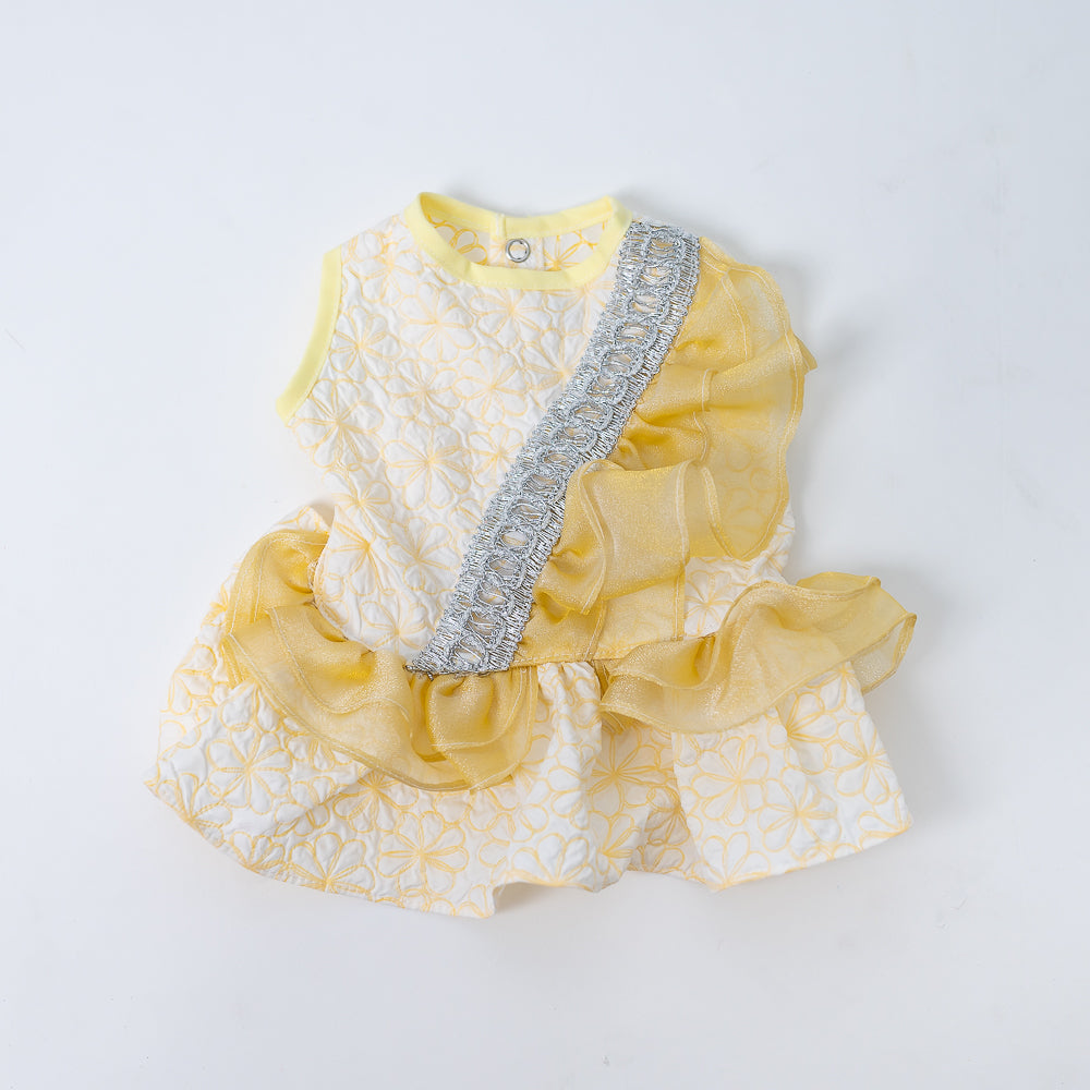 Animal-Go-Round เสื้อผ้าเครื่องแต่งกาย สัตว์เลี้ยง, หมา, แมว, สุนัข รุ่น Swan Fleurs Yellow