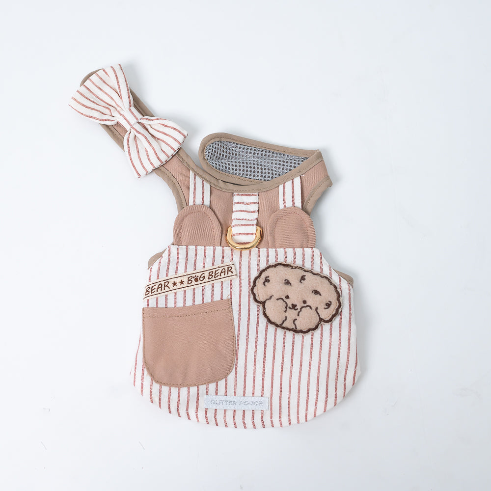 Glitter Pooch Harness ชุดรัดอก สายจูง เสื้อผ้า สุนัข, หมา, แมว, สัตว์เลี้ยง พร้อม สายจูง รุ่น New Brownie Cookie Boy