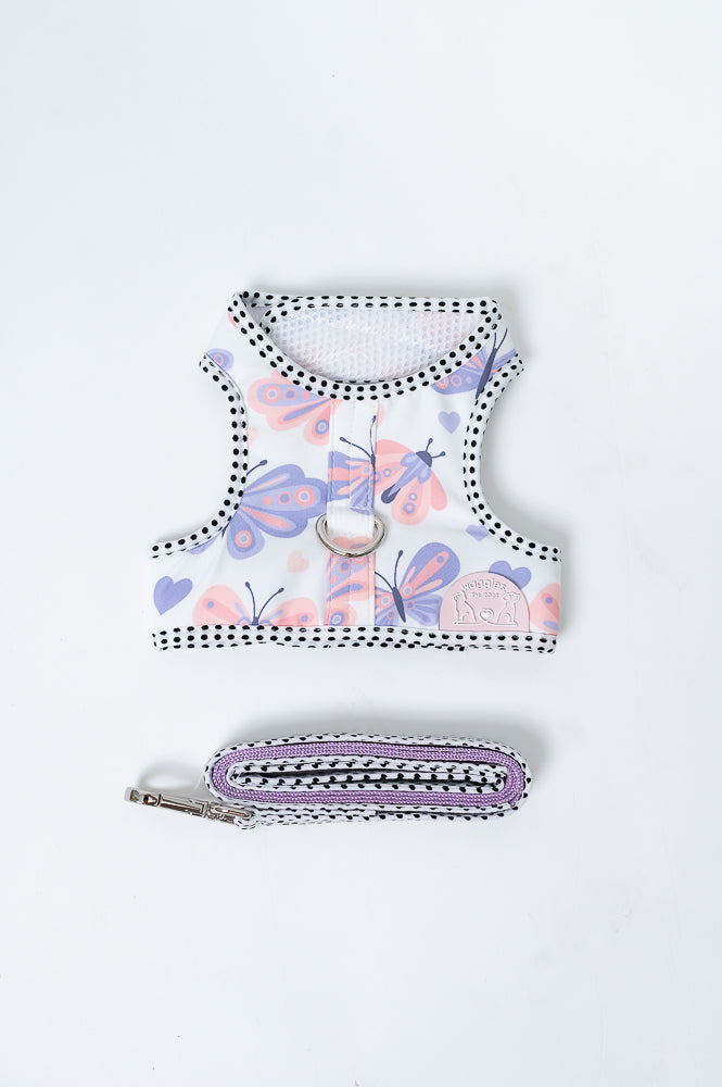 Waggles Lovely Papillon เสื้อผ้า ชุดรัดอก สายจูง สุนัข, หมา, แมว, สัตว์เลี้ยง ขนาดเล็ก - ขนาดกลาง พร้อม สายจูง
