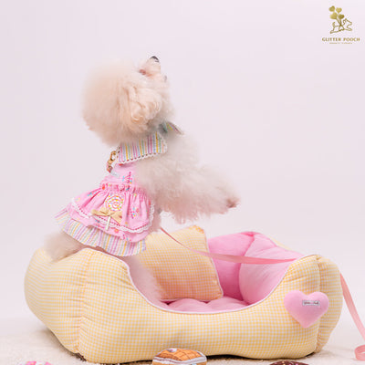 Glitter Pooch Harness ชุดรัดอก สายจูง เสื้อผ้า สุนัข, หมา, แมว, สัตว์เลี้ยง พร้อม สายจูง รุ่น Lolly Fairyland in Flamingo Pink
