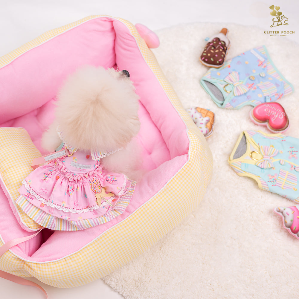 Glitter Pooch Harness ชุดรัดอก สายจูง เสื้อผ้า สุนัข, หมา, แมว, สัตว์เลี้ยง พร้อม สายจูง รุ่น Lolly Fairyland in Flamingo Pink