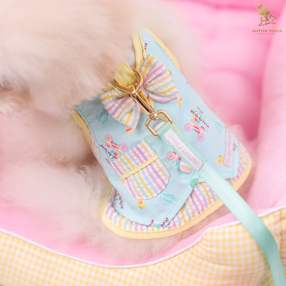Glitter Pooch Harness ชุดรัดอก สายจูง เสื้อผ้า สุนัข, หมา, แมว, สัตว์เลี้ยง พร้อม สายจูง รุ่น Lolly Fairyland in Mint Candy