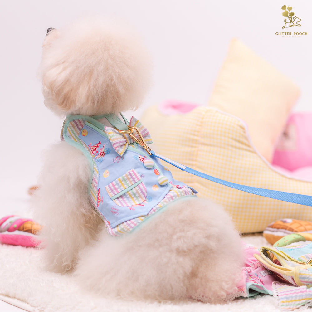 Glitter Pooch Harness ชุดรัดอก สายจูง เสื้อผ้า สุนัข, หมา, แมว, สัตว์เลี้ยง พร้อม สายจูง รุ่น Lolly Fairyland in Blue Sky
