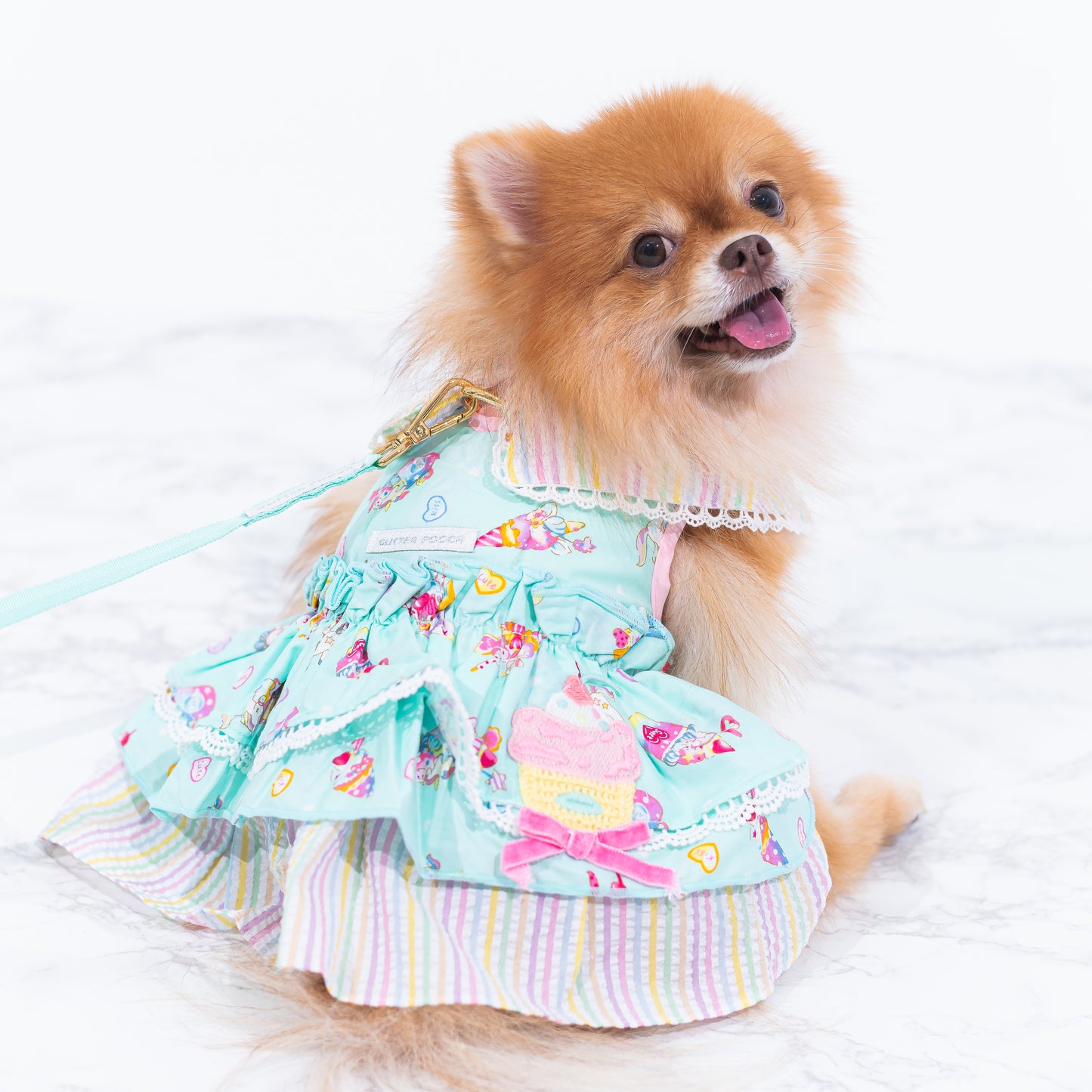 Glitter Pooch Harness ชุดรัดอก สายจูง เสื้อผ้า สุนัข, หมา, แมว, สัตว์เลี้ยง พร้อม สายจูง รุ่น J_adore Abbie