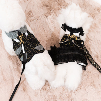 Glitter Pooch Harness ชุดรัดอก สายจูง เสื้อผ้า สุนัข, หมา, แมว, สัตว์เลี้ยง พร้อม สายจูง รุ่น Sassy Homme