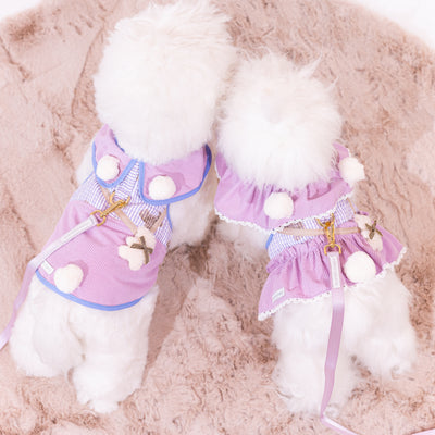 Glitter Pooch Harness ชุดรัดอก สายจูง เสื้อผ้า สุนัข, หมา, แมว, สัตว์เลี้ยง พร้อม สายจูง รุ่น Huggie Ice Cubs Gal - Wisteria