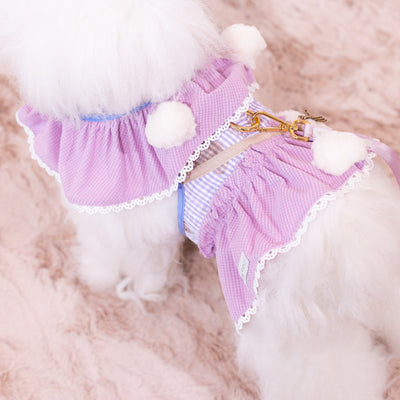 Glitter Pooch Harness ชุดรัดอก สายจูง เสื้อผ้า สุนัข, หมา, แมว, สัตว์เลี้ยง พร้อม สายจูง รุ่น Huggie Ice Cubs Gal - Wisteria