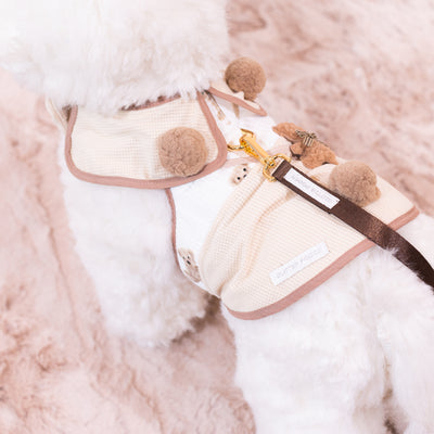 Glitter Pooch Harness ชุดรัดอก สายจูง เสื้อผ้า สุนัข, หมา, แมว, สัตว์เลี้ยง พร้อม สายจูง รุ่น Huggie Cubs Boy - Mocha