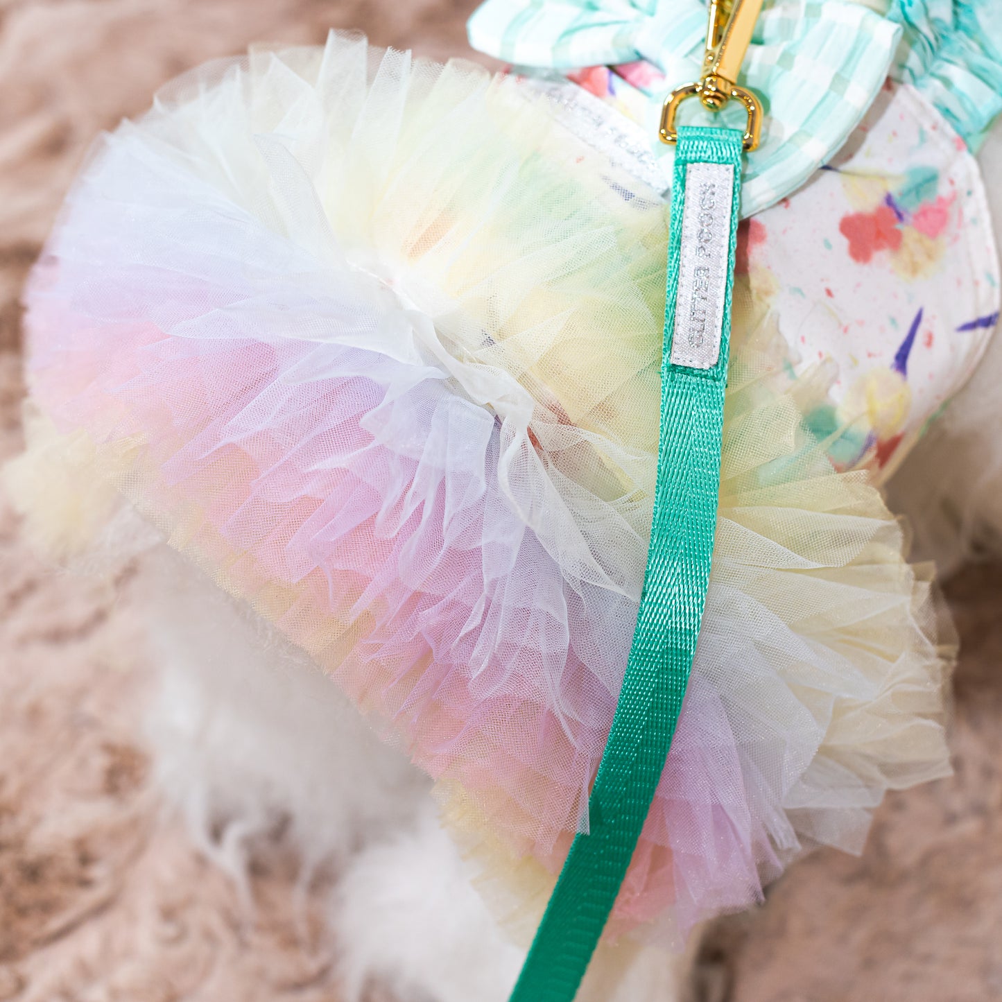 Glitter Pooch Harness ชุดรัดอก สายจูง เสื้อผ้า สุนัข, หมา, แมว, สัตว์เลี้ยง พร้อม สายจูง รุ่น Ballerina Bella