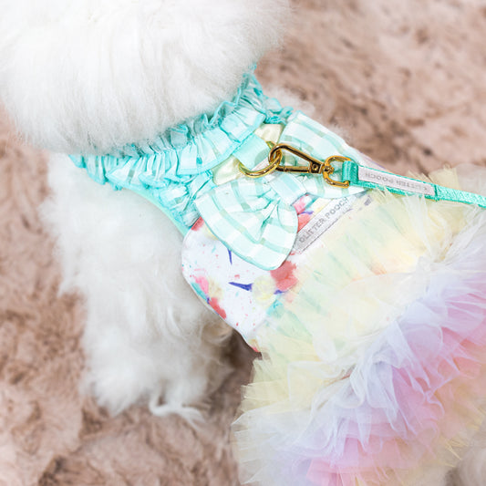 Glitter Pooch Harness ชุดรัดอก สายจูง เสื้อผ้า สุนัข, หมา, แมว, สัตว์เลี้ยง พร้อม สายจูง รุ่น Ballerina Bella