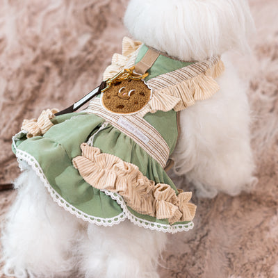 Glitter Pooch Harness ชุดรัดอก สายจูง เสื้อผ้า สุนัข, หมา, แมว, สัตว์เลี้ยง พร้อม สายจูง รุ่น Buttercup Cookies