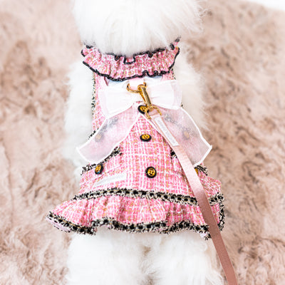 Glitter Pooch Harness ชุดรัดอก สายจูง เสื้อผ้า สุนัข, หมา, แมว, สัตว์เลี้ยง พร้อม สายจูง รุ่น New Emily in Paris - Blackpink