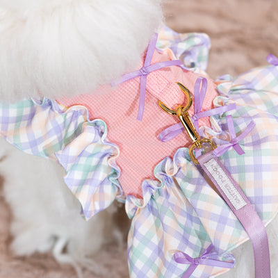 Glitter Pooch Harness ชุดรัดอก สายจูง เสื้อผ้า สุนัข, หมา, แมว, สัตว์เลี้ยง พร้อม สายจูง รุ่น Twinkie Belle Ribbon - Iris