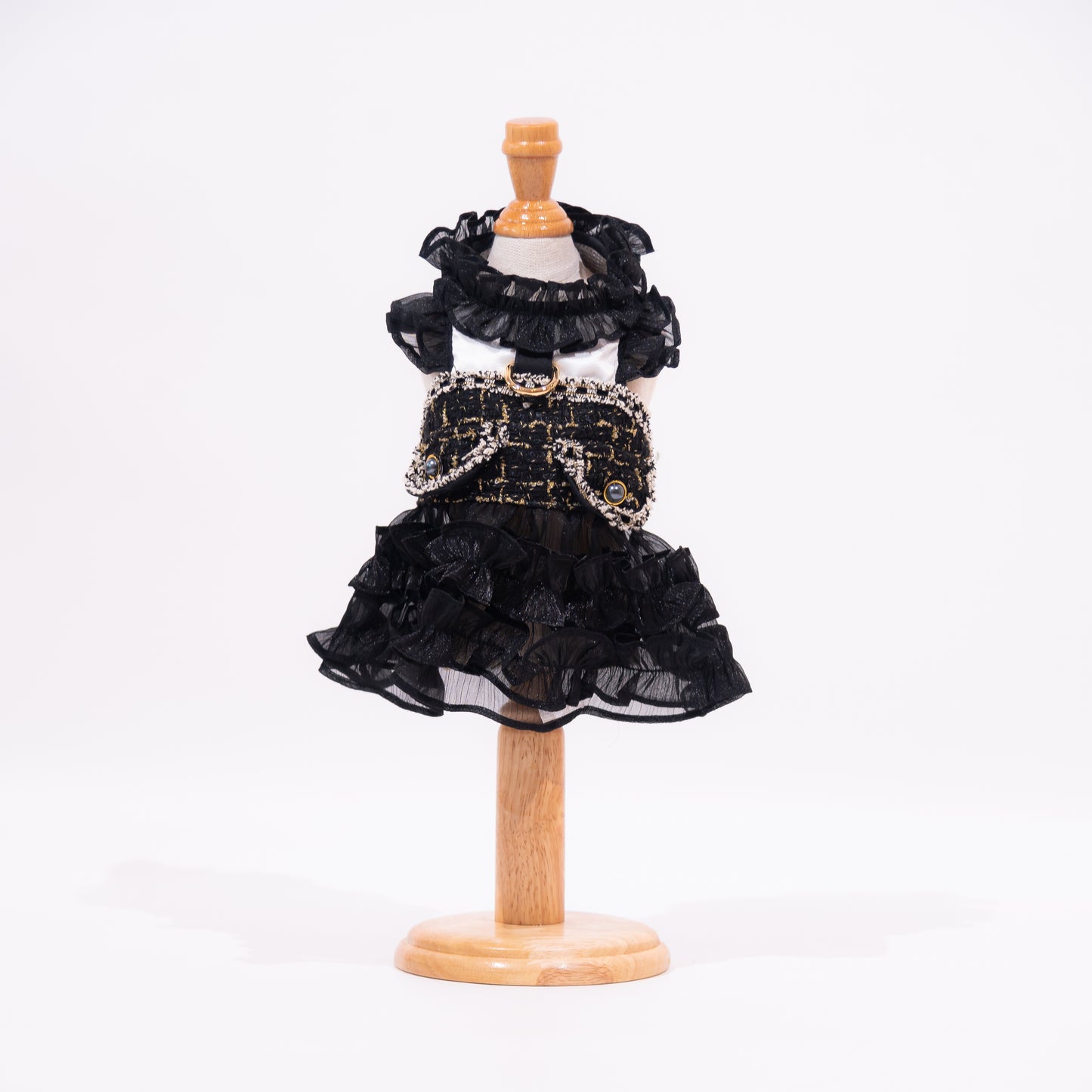 Glitter Pooch Harness ชุดรัดอก สายจูง เสื้อผ้า สุนัข, หมา, แมว, สัตว์เลี้ยง พร้อม สายจูง รุ่น New Sassy Emily Black
