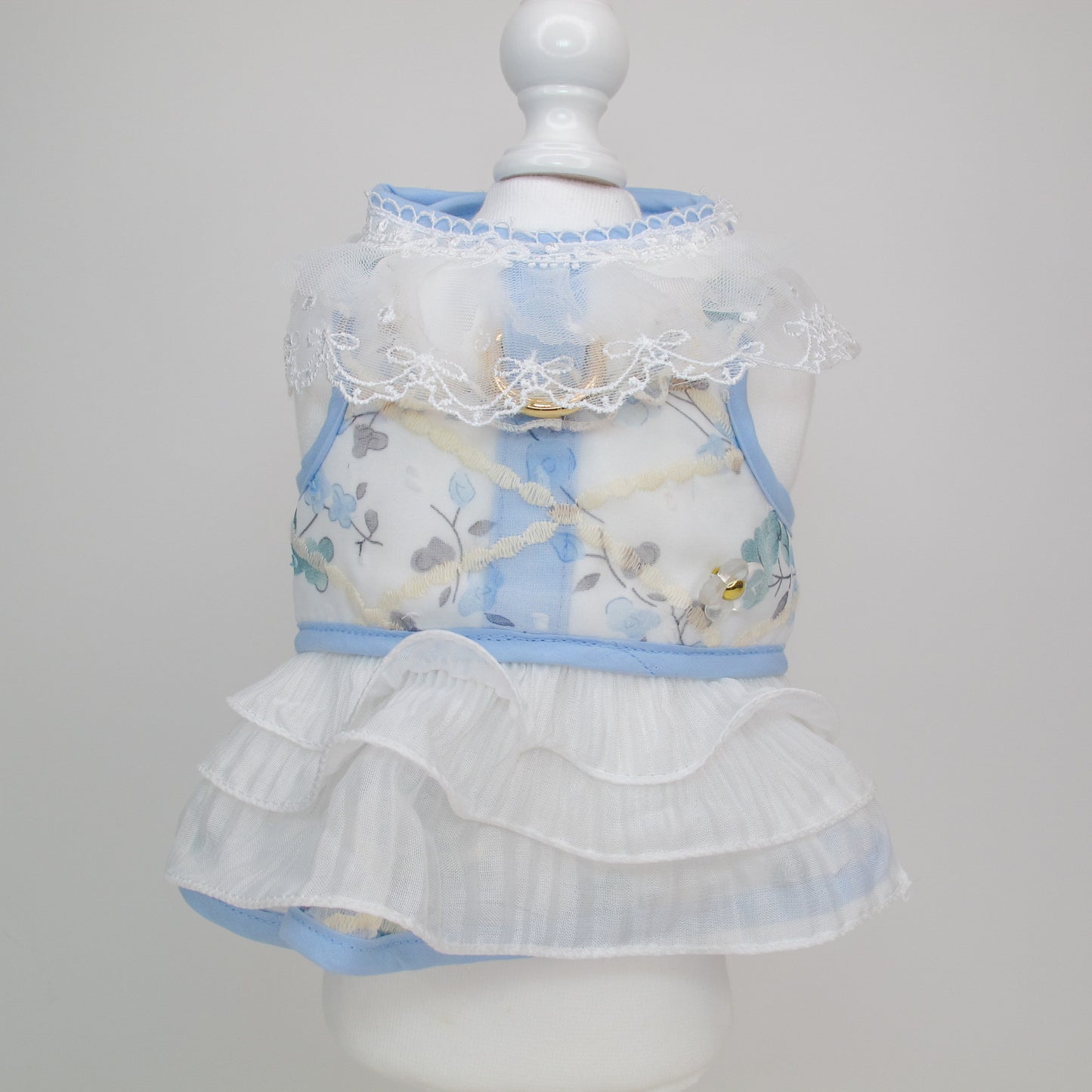 Glitter Pooch Harness ชุดรัดอก สายจูง เสื้อผ้า สุนัข, หมา, แมว, สัตว์เลี้ยง พร้อม สายจูง รุ่น Bluebell Lace