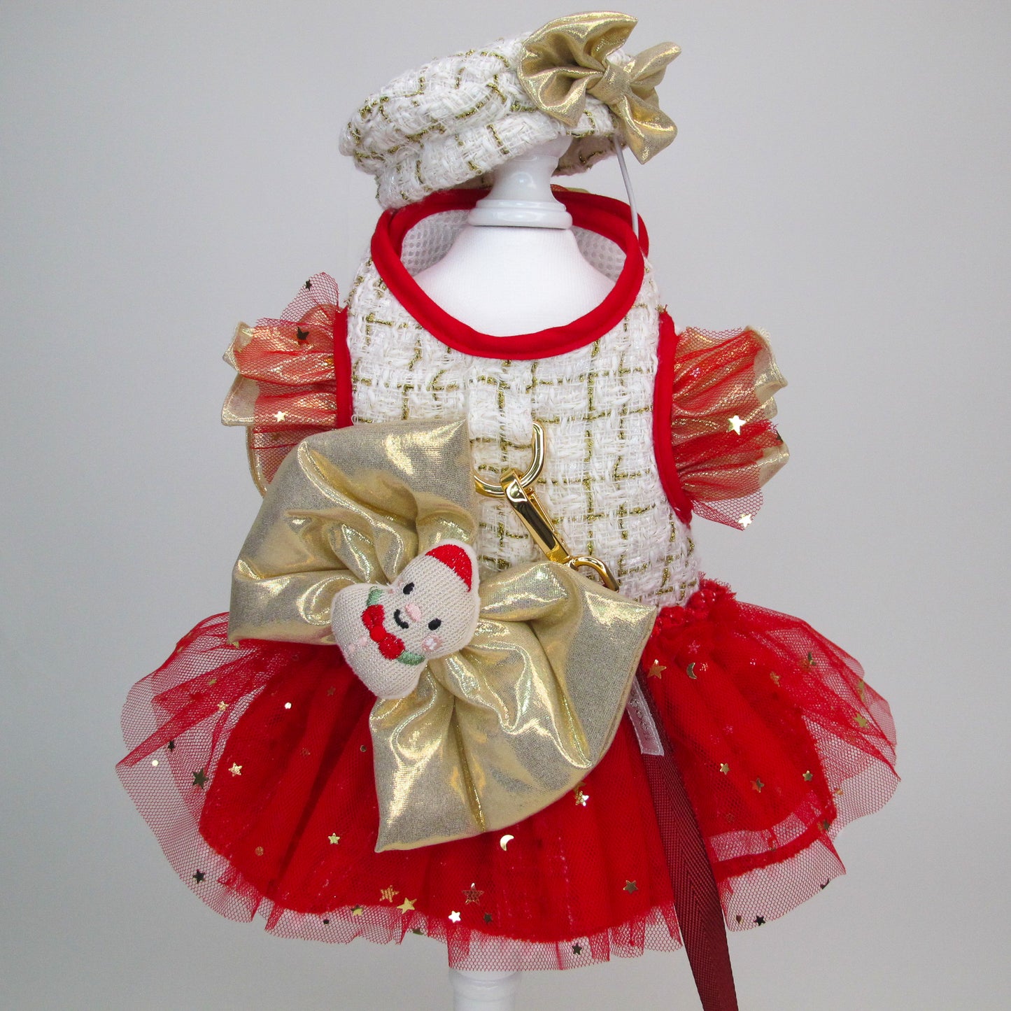 Glitter Pooch Harness ชุดรัดอก สายจูง เสื้อผ้า สุนัข, หมา, แมว, สัตว์เลี้ยง พร้อม สายจูง รุ่น Santy Letty Queen