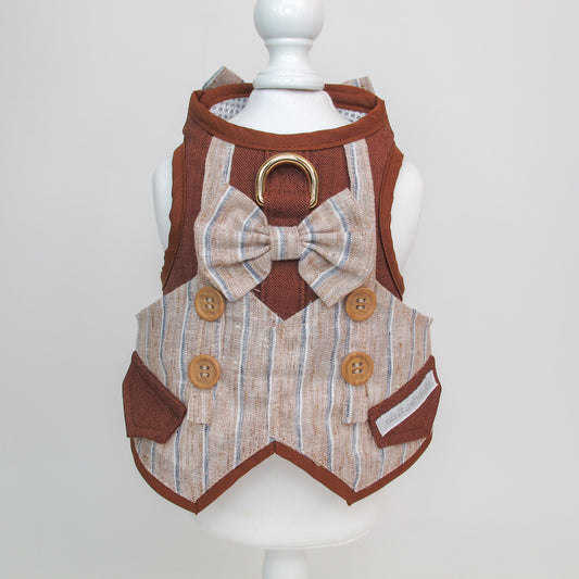Glitter Pooch Harness ชุดรัดอก สายจูง เสื้อผ้า สุนัข, หมา, แมว, สัตว์เลี้ยง พร้อม สายจูง รุ่น Chestnut Blazer