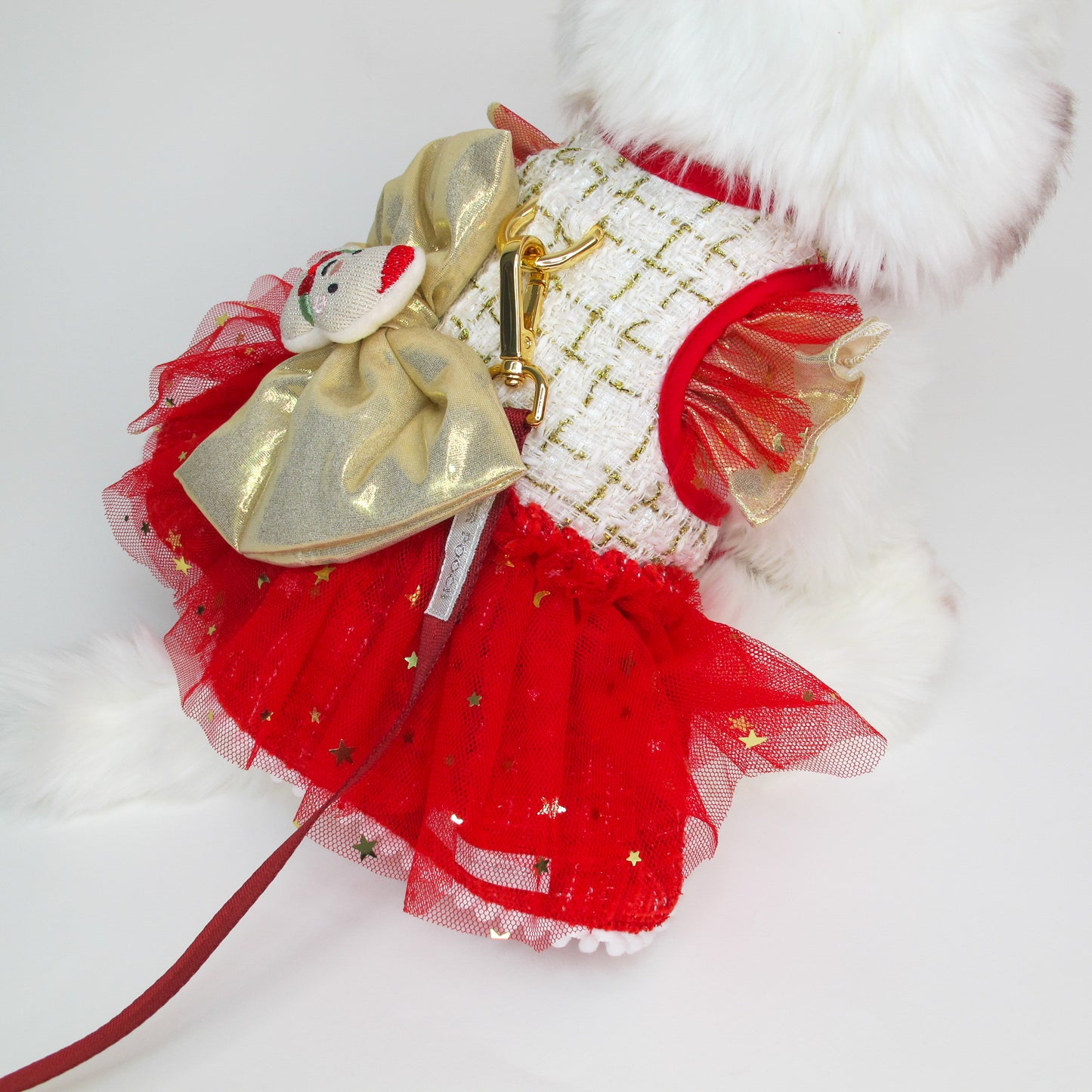 Glitter Pooch Harness ชุดรัดอก สายจูง เสื้อผ้า สุนัข, หมา, แมว, สัตว์เลี้ยง พร้อม สายจูง รุ่น Santy Letty Queen
